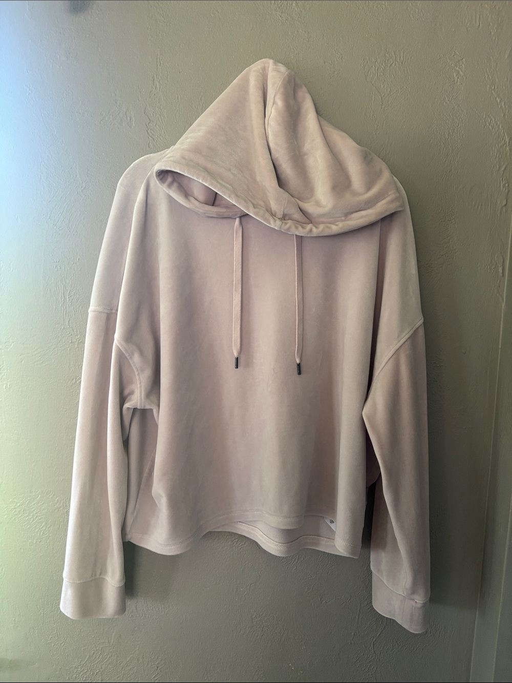DKNY Light Pink Velour Relaxed Hooded Pullover